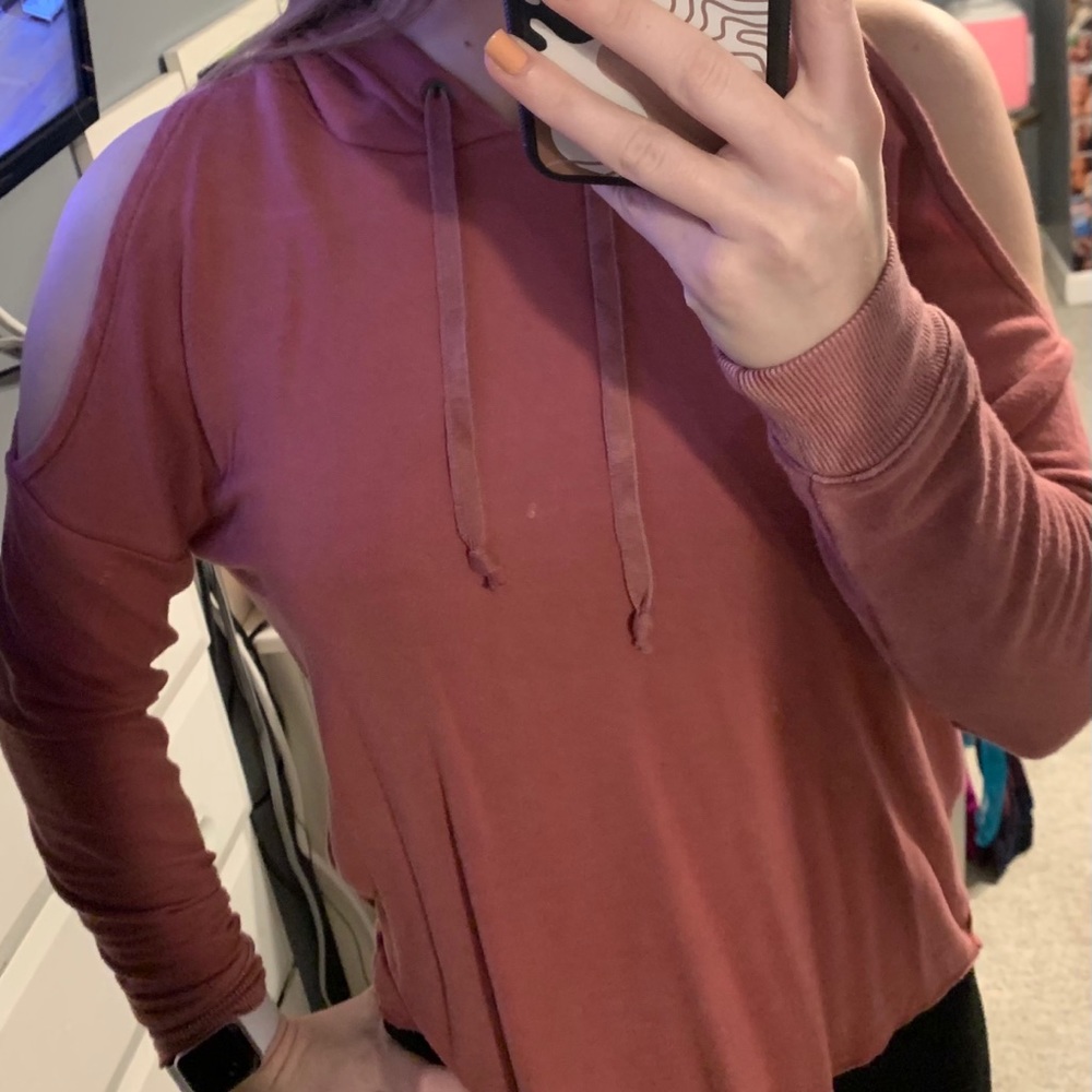 New peach hoodie with cold shoulders